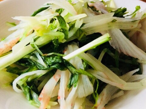 野菜を食す‼青紫蘇と水菜とカニカマのサラダ